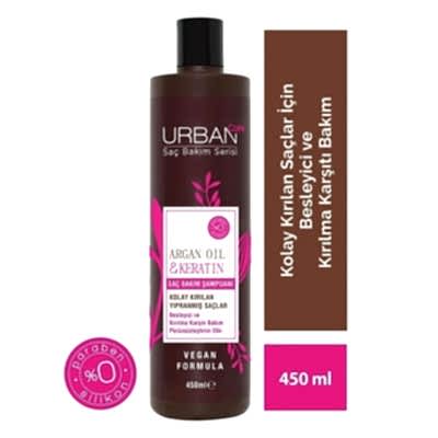 URBAN ARGAN YAĞI & KERATİN SAÇ BAKIM ŞAMPUANI KOLAY KIRILAN YIPRANMIŞ SAÇLAR 330ML