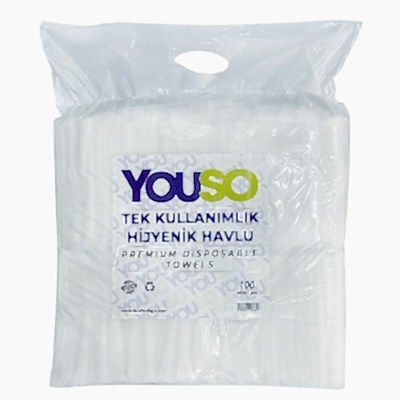 YOUSO TEK KULLANIMLIK SAÇ HAVLUSU 100 LÜ TEK TEK POŞETLİ