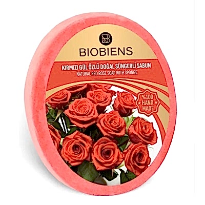 BIOBIENS KIRMIZI GÜL SÜNGERLİ SABUN 130GR.