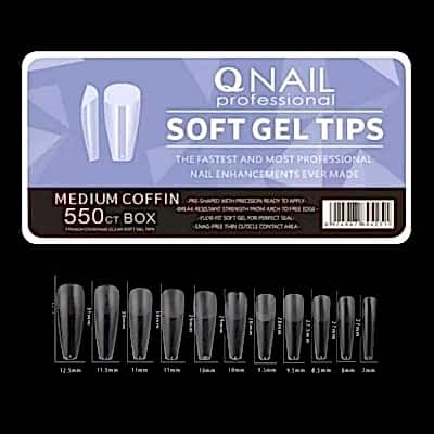 QNAIL SOFT GEL TİPS MEDIUM COFFIN 550 ADET